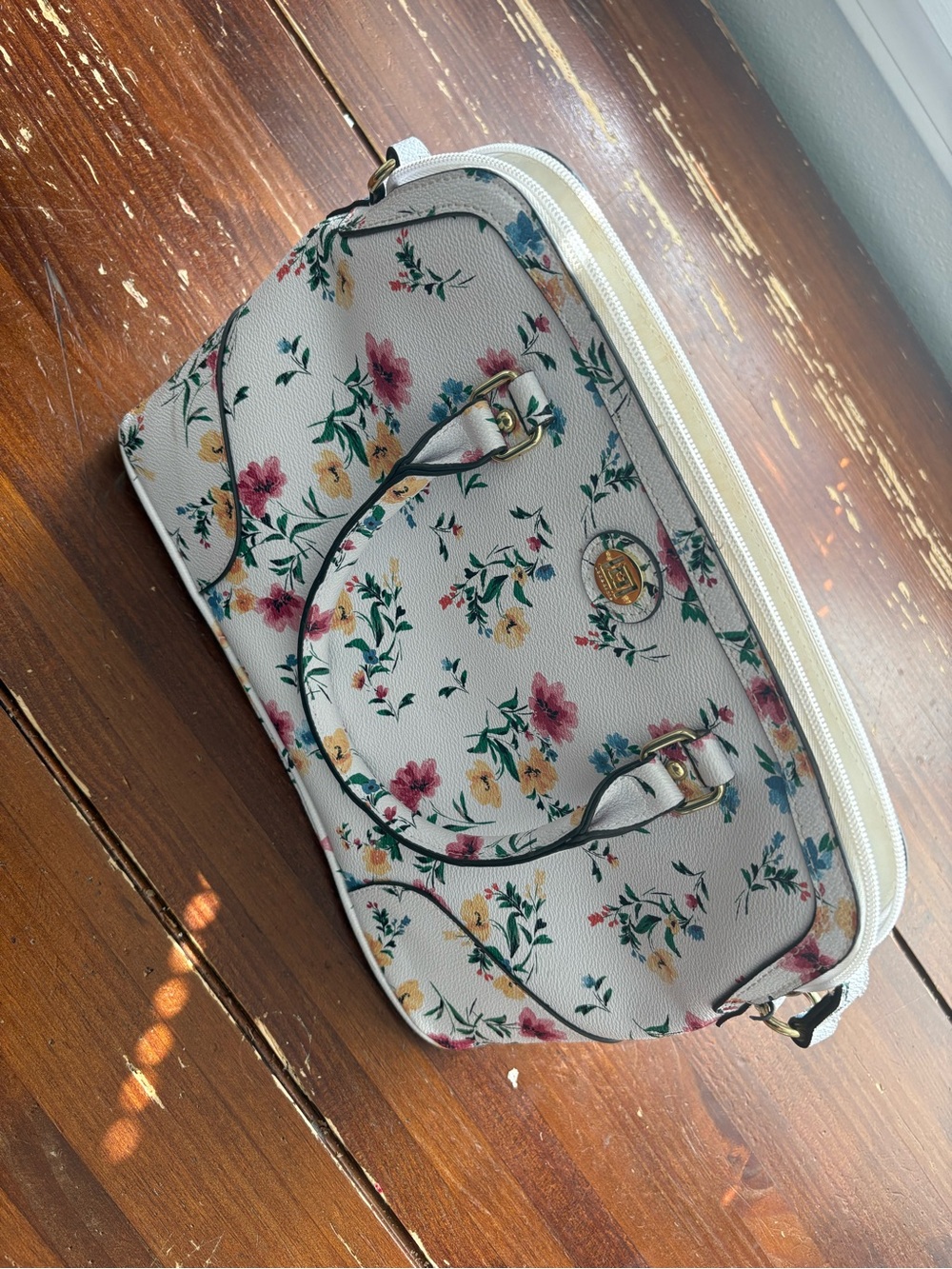 Liz Claiborne Cream Floral Dome Satchel with Multicolor Blooms - Picture 1 of 8